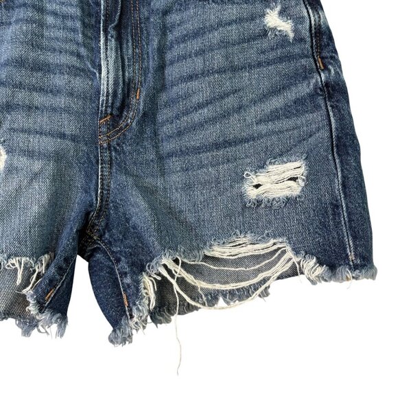 American Eagle Women's 90's Boyfriend Shorts Distressed Dark Wash Size 0 - Picture 5 of 14
